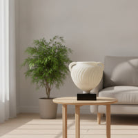 Resin Vase with Handles Tabletop Decorative Vase Modern Sculpture for Living Room, Shelf