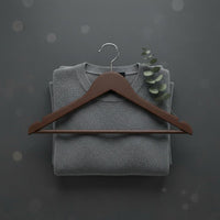 Flocked Wooden Hanger Heavy Duty Wide Shoulder Hanger for Adults