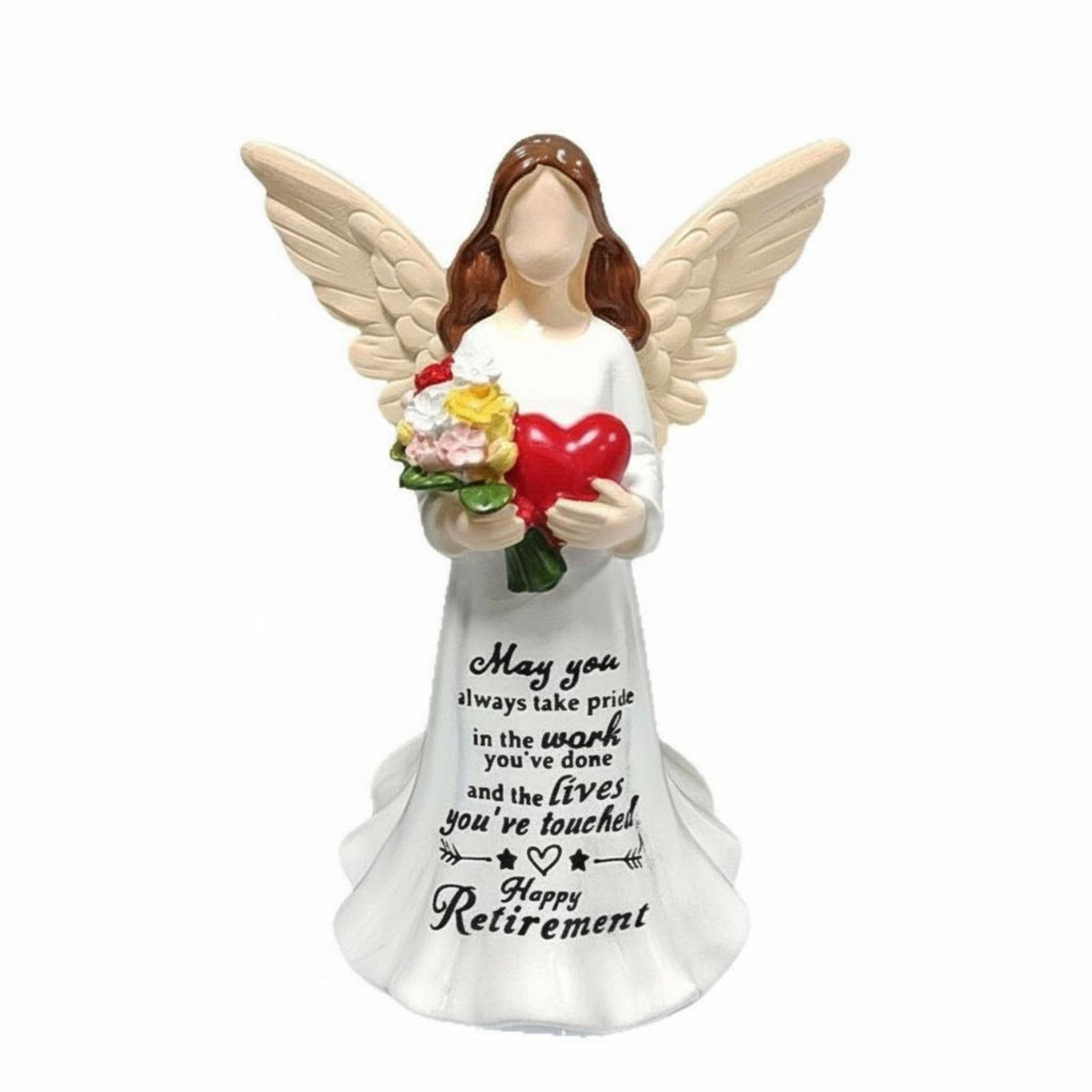 Faceless Angel Sculpture Hand-Painted Angel Holding Heart Figurine Inspirational Residential Decor Decoration for Women, Colleagues, Desktop