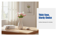 Modern Minimalist Decorative Vase, Thick Cream Ceramic-Look, Water-Holding, Red/Cream, Home Decor