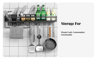 Rust-Resistant Multifunctional Kitchen Rack Drillwithout Drilling Installation Wall-Mounted Seasoning Rack Space-Saving Household Storage Strong Adhesion for Home Organizers, Renters, Homeowners, Small Areas, Apartment, Inside Cabinet Doors, Bathroom