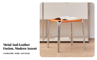Stackable Woven Top Stacking Stool Light Luxury Design Backless Chair Space-Saving Dining Seat Sturdy Construction for Apartment Dwellers, Interior Decorators, Small Apartments, Kitchen, Living Room, Entryway