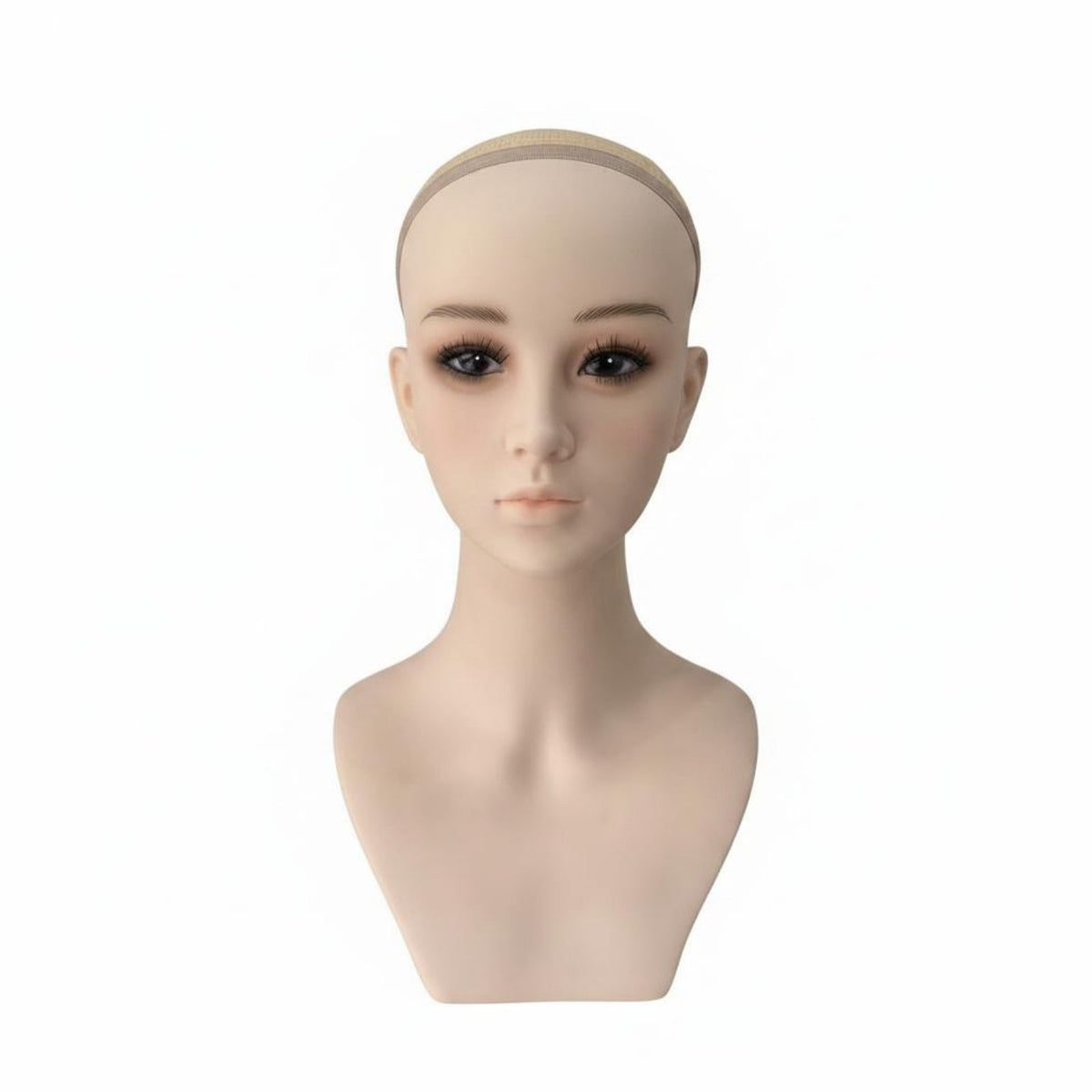 Hairpiece Display Head PVC Female Model Head with Makeup Lifelike Features for Cosmetologists, Studio