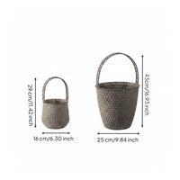 2 Pieces Antique Look Basket Vintage Design Rustic Hand Basket Movable Handle Decor Item