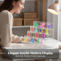 Acrylic Card Display Stand Transparent Acrylic Display Stand Multi-Tier Card Holder Space-Saving Clear Step Shelf Versatile