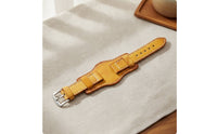 Vintage-Style Leather Watch Strap Perforated Watch Strap with Metal Buckle Layered Rugged for Men