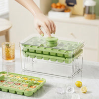 Ice Maker for Summer with Easy Release Tray, Double Layer Food Grade Design for Home Bar, Large Capacity Ice Box with Storage Bin, 2 Pack