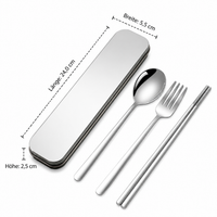 Cutlery Set for 1 Person, Stainless Steel Travel Cutlery with Case, Fork Spoon Chopsticks, Camping Outdoor Cutlery for On-the-Go