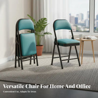 Foldable Collapsible Backrest Chair Space-Saving Padded Folding Chair Comfortable Household Furniture No Assembly Required for Office Workers, Homeowners, Party Hosts, Dorm Room, Indoor, Balcony, Events