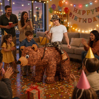 Inflatable Ride on Bear Costume Brown Riding Bear Costume Oversized Built-in Fan for Adults, Halloween