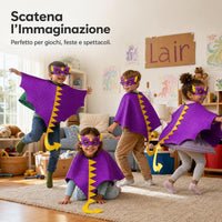 Kids' Halloween Dinosaur Costume Set with Cape, Mask, and Tail - Pterodactyl Design