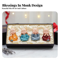 Car Dashboard Monk Decoration Small Size Car Dashboard Decoration Cute Monk Statue Non-Fading Meditative Design Resin Figurine