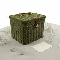 Handwoven Woven Gift Basket with Lid Portable Rattan Design Storage Case Decorative Handled Storage Box Lightweight for Weddings, Home Decor