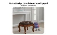 Multi-Purpose Upholstered Vanity Stool Multifunctional Ottoman Soft Padded Seat Indoor Furniture Tufted Cushion for Children, Homeowners, Students, Living Room, Entryway, Bedroom, Study