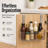 Over Door Storage Basket, Clear PET Bathroom Organiser, Wardrobe Storage, No Drill Hanging Organiser for Students
