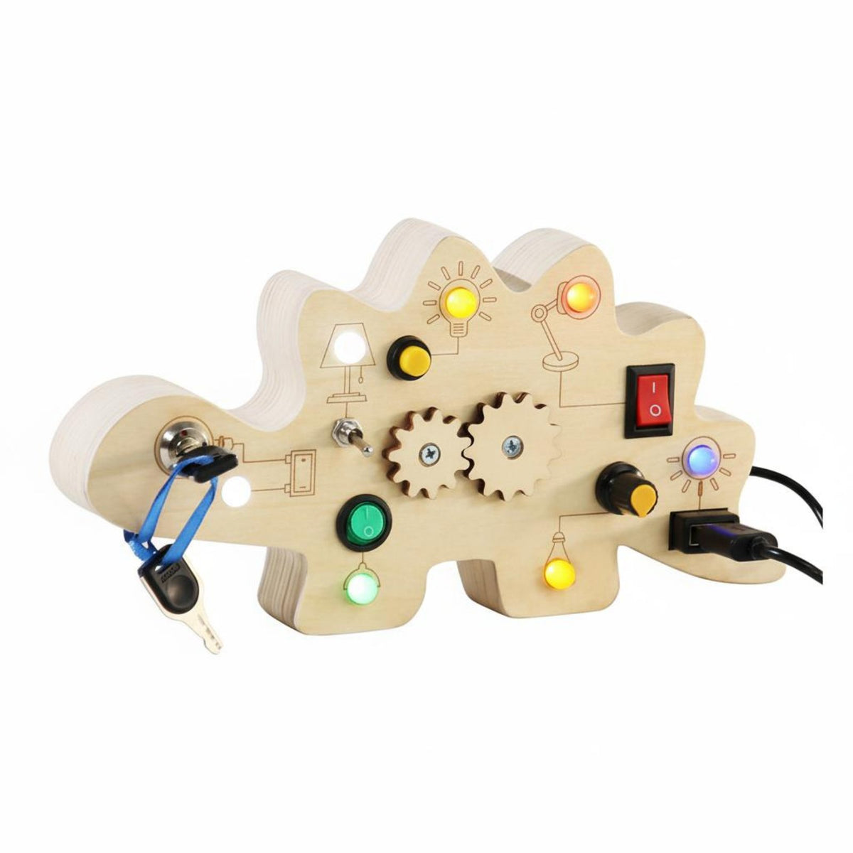 LED Busy Board Solid Wood Construction Educational Activity Board Child Young Child Sensory Toy for Young Children, Preschoolers