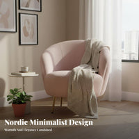Light Luxury aesthetic Upholstered Barrel Chair Plush Upholstery Living Room Furniture space-saving Footprint Indoor Seating Wrap-Around Backrest for Hospitality Managers, Interior Designers, Bedroom, Lounge Area, Apartment, Nursery