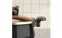 Enamel Micro Pressure Pot Non Interior Double Handle Stew Pot Easy to Clean Enameled Cooking Pot for Families, Family Gatherings