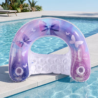 Water Lounger with Drink Holders Transparent Pool Chair with Drink Holders Portable C-Shaped Water Floatage for Lake