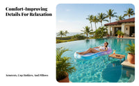 Inflatable Pool Lounger with Armrests Cooling Mesh Seat Water Lounger Portable Water Recliner Raft for Adults, Beach, Lake, Vacation