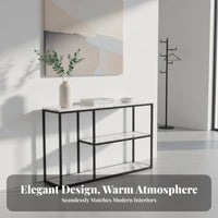 Nordic Design 3-Tier Narrow Table Marble Pattern Top Asymmetrical Multi-Tier Shelf Minimalist Design Sideboard Freestanding for Apartment Dwellers, Homeowners, Renters, Entryway, Hallway, Dining Room, Small Areas