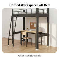 Loft Bed with Desk Space Saving High Er Bed with Workstation Multi-Functional Bedroom Furniture for Students, Dorm Room, Small Areas, Apartment