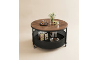 Round Coffee Table with Shelf Two-Tier Round Table with Storage Portable for Apartment Dwellers, Homeowners, Living Room, Small Areas