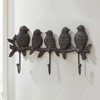 Bird Hook Rack Rustic Bird Coat Hook Rack Cast Iron Key Holder Nature-Inspired Hardware Heavy Duty for Homeowners, Entryway