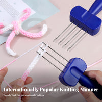 Handheld I-Cord Knitter Ergonomic Handle Latch Hook Weaving Tool Yarn Braider Thumb Rest Notch Crafting Supply for Home Decor