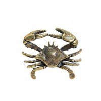 Vintage Design Antique Bronze Crab Collectible Antique Copper Crab Ornament Detailed Carving Tea Pet Fung Shui Decor for Collectors, Calligraphers, Study Room, Office Desk