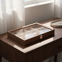 Multi-Compartment Jewelry Organizer Elegant Design Walnut Finish Jewelry Tray Suede Lined Band Holder Holder Sturdy Construction