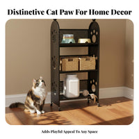Mobile Design 3-Tier Rolling Trolley Freestanding 3-Tier Feline Paw Cutout Trolley Multi-Purpose Wheeled Shelf Large Capacity for Homeowners, Young Adults, Office Workers, Bedroom, Home, Narrow Areas, Classroom