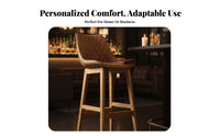 With rear supportrest Wooden Frame Bar Stool sturdy Wood Construction Counter Chair Nordic Aesthetic Seating Furniture Minimalist design for Interior Designers, Homeowners, Entertainers, Restaurant, Front Desk, Kitchen, Living Room