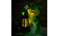 Warm LED Shine Frog Garden Statue with Solar Light Automatic On/turn off Resin Frog Garden Light Weather Resistant for Patio, Porch, Balcony