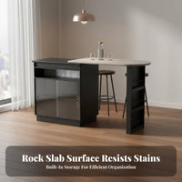 Minimalist Design Extendable Bar Table with Storage Space Saving Sintered St Single Top Bar Counter Spacious Countertop Multifunctional Room Divider Easy to Clean for Small Apartment Dwellers, Homeowners, Families