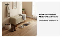 Multi-Functional Tufted Rectangular Stool Soft Cushion Tufted Rectangular Footstool Solid Wood Legs Upholstered Bench Easy-to-Clean Textile for Retail Establishment Owners, Interior Designers, Fitting Room, Cloakroom, Entryway, Bedroom
