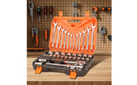 37 Pieces Organized Automotive Repair Tool Kit Portable Socket and Wrench Set Compact Socket Set Sturdy for Roadside Emergency