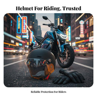Half Helmet Four-Season Open Face Helmet Impact Resistant Motorcycle Cap for Commuting
