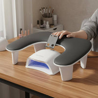 PU Leather U-Shaped Nail Arm Rest Lamp Space Tilted Manicure Hand Rest Ergonomic Design Nail Pillow Stand Easy to Clean for Salon Workers