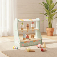 Ice Cream Display Stand Tabletop Toy Ice Cream Shop Wooden Play Food Set Pretend Playset Imaginative for Children, Playroom