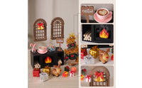 Christmas Fireplace Scene DIY Doll Furniture Realistic for Desk