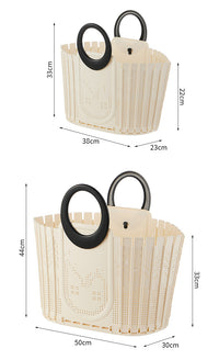 Cream Style Foldable Portable Laundry Basket for Bathroom, Large Capacity Storage Basket