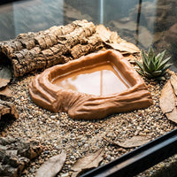 Realistic Rock Feeding Dish, Tortoise Water Bowl, Crested Gecko Terrarium Dual-Purpose Food and Water Dish for Reptiles and Frogs