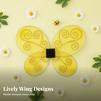 Elastic Shoulder Straps Costume Wing Glittery Design Cute Costume Accessories for Young Children, Girls, School Plays