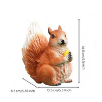 Textured Coat Squirrel Garden Statue Bushy Tail Resin Squirrel Ornament Molded Animal Sculpture Lightweight