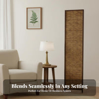 Foldable Multi-Panel Folding Screen Retro aesthetic Woven Panel Folding Screen Distressed Finish Room separater Freestanding for Interior Decorators, Business Owners, Entryway, Restaurant, Studio Apartment, Dressing Area