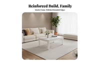 Snow White snow Finish Rounded Corner Low Table Modern Minimalist design Household Furniture Small Apartment accommodating Easy to Clean for Homeowners, Families, Adults, Living Room, Reception Area, Office, Lounge