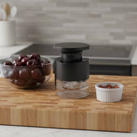 Hand-Press Manual Cherry Pitter Easy to Use Cherry Pitter with Clear Chamber Compact Long-Lasting for Kitchen, Baking, Jam-Making