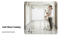 Portable Grid Display Stand With Wheels Mesh Display Panel Display Stand Versatile Floor Standing Wire Rack for Retailers, Exhibitions