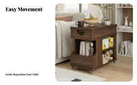 Adjustable C-Shaped Table with casters Rolling Cart Multi-Purpose for Living Room